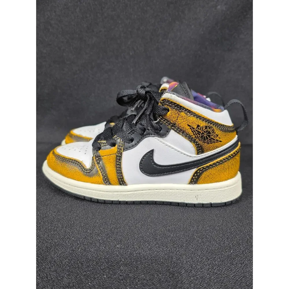 Nike Air Jordan 1 Mid SE Leather Wear Away Taxi Little Kids 11.5C